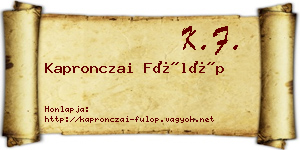 Kapronczai Fülöp névjegykártya