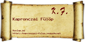 Kapronczai Fülöp névjegykártya